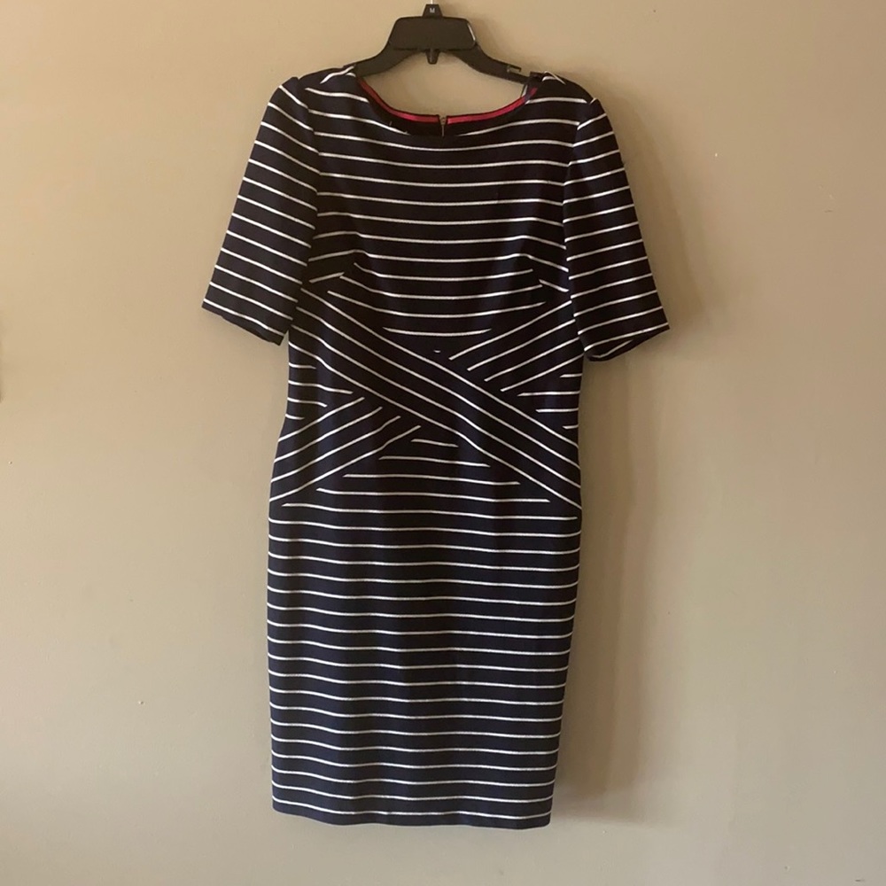 Jessica Howard Dress Navy Blue White Striped